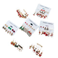 European American Creative Santa Claus Christmas Tree Oil Dripping Earrings Set New Alloy Jewelry for Wedding or Gift
