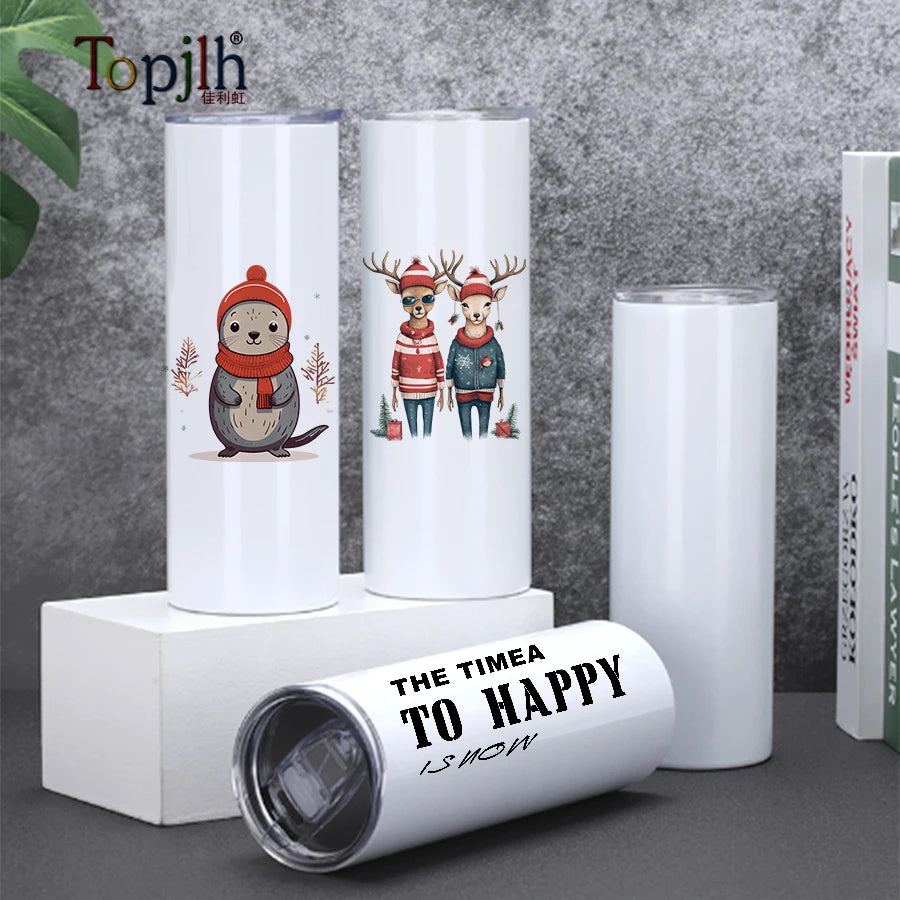 Topjlh Promotion Sublimation Blanks Mugs Stainless Steel 20oz Skinny Tumbler Sublimation Blanks