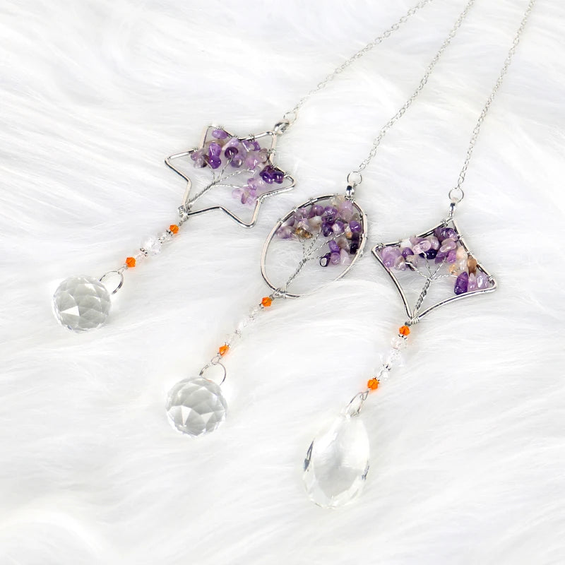 Wholesale High Quality Polished Natural Crystal Crafts Suncatcher Healing Amethyst Sun Catcher Customizable Options for Gift