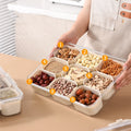 Kitchen Eco-friendly Spice Divided Serving Tray With Lids 9-Grid Silicone Sealed Fruit and Vegetable Storage Container