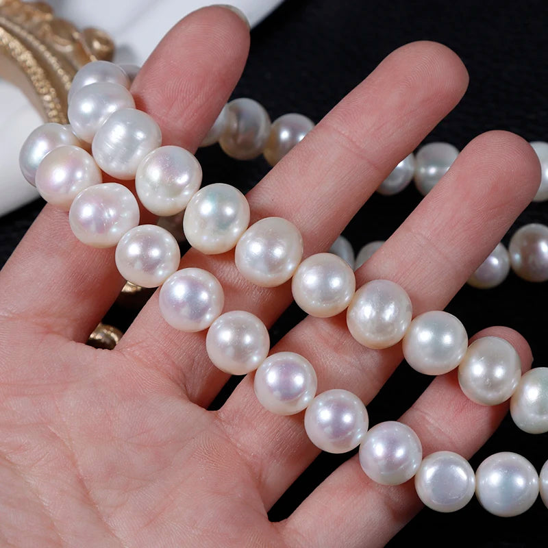 10-11mm White Freshwater Pearl Beads Potatoes Shape Punch DIY Jewelry Materials for Necklaces & Bracelets MegaBDM