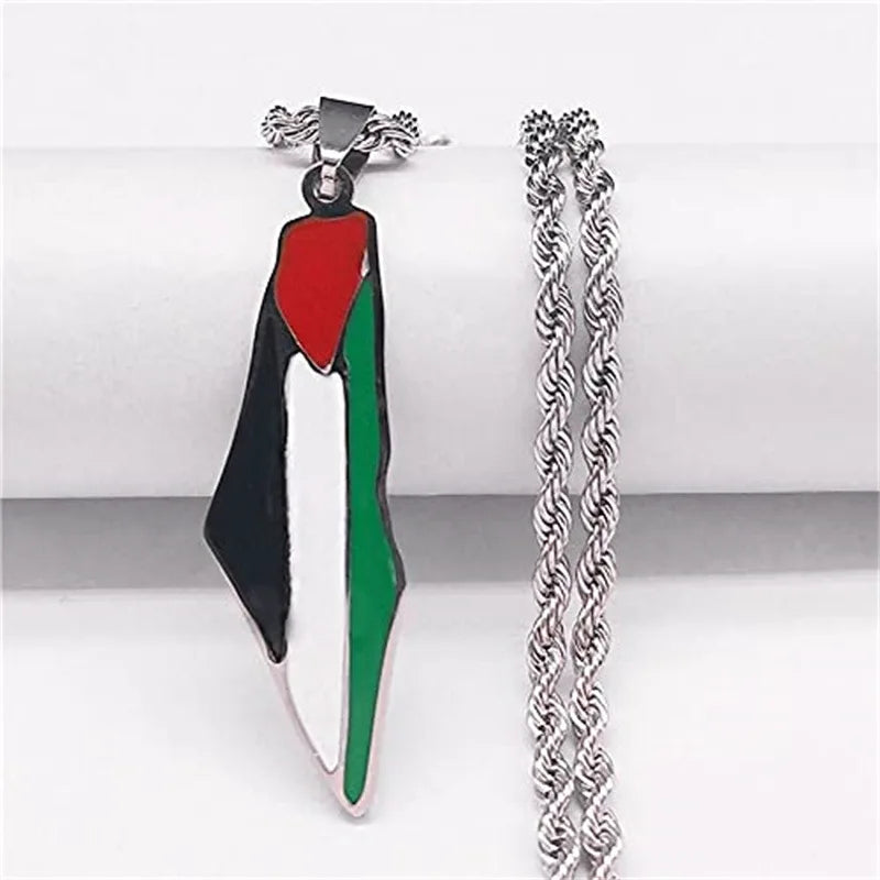 Wholesale Stainless Steel Israel Palestine Map Pendant Necklace for Women Men Fashion Anti Tarnish Jewelry