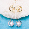 E010912 S925 Pearl Earring 925 Sterling Silver DIY 7-8mm Natural Freshwater Pearl Stud Earring for Women