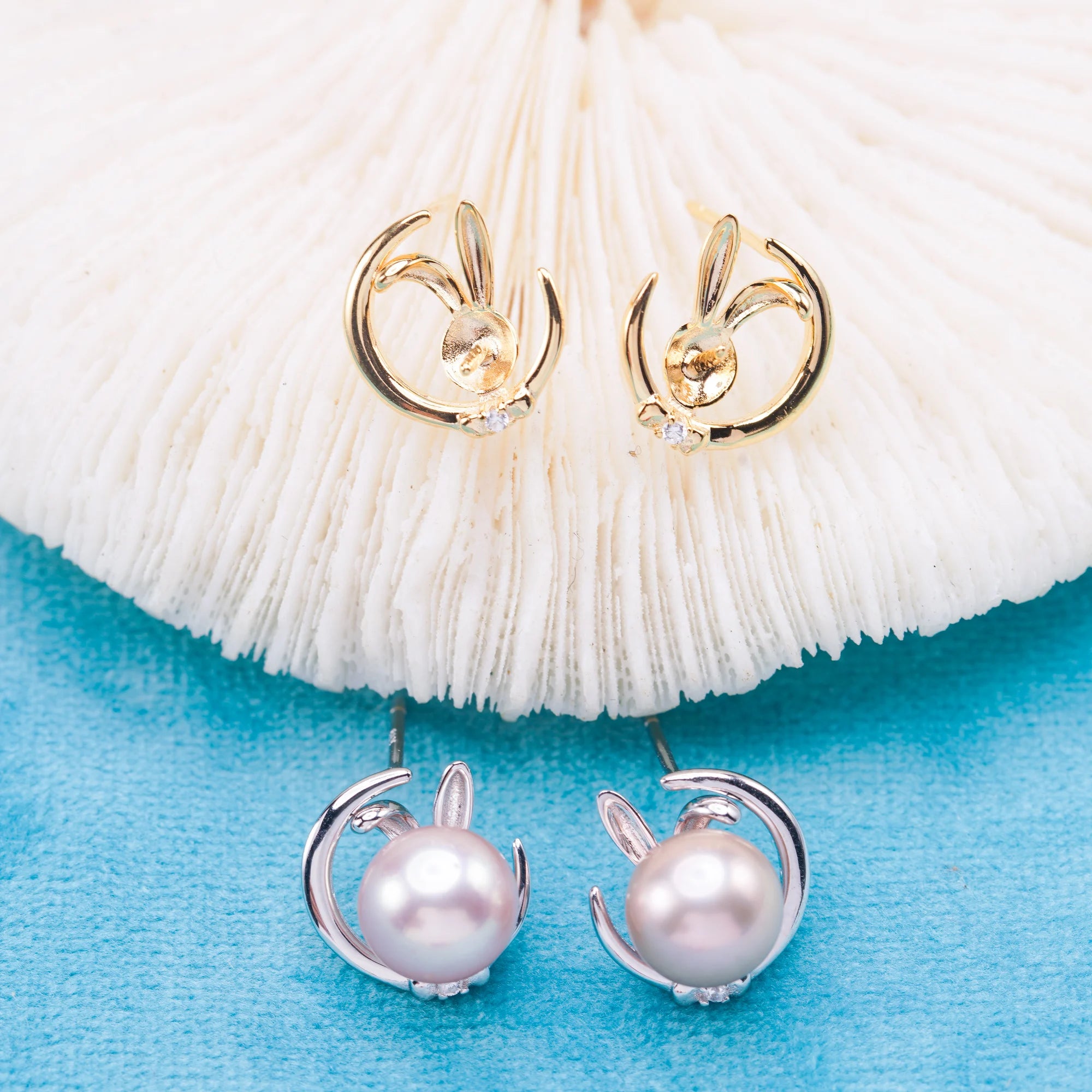 E010912 S925 Pearl Earring 925 Sterling Silver DIY 7-8mm Natural Freshwater Pearl Stud Earring for Women