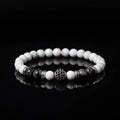 6mm Natural Agate White Howlite 8mm Zircon Pave Rhinestones Beads Sliver Alloy Spacer Personality Stretch Bracelet