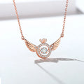 925 Sterling Silver CZ Angel Wing Pendant Necklace Women's Wedding and Engagement Jewelry with Opal for Stylish Looks