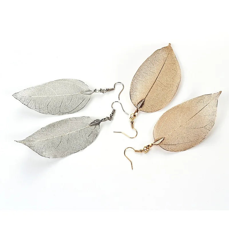 Drop PINK Fashion Jewelry High Quality Well Design Dangle Leaf Bohemian Beach Pendant Earrings 18K Gold Plated Silver for Unisex