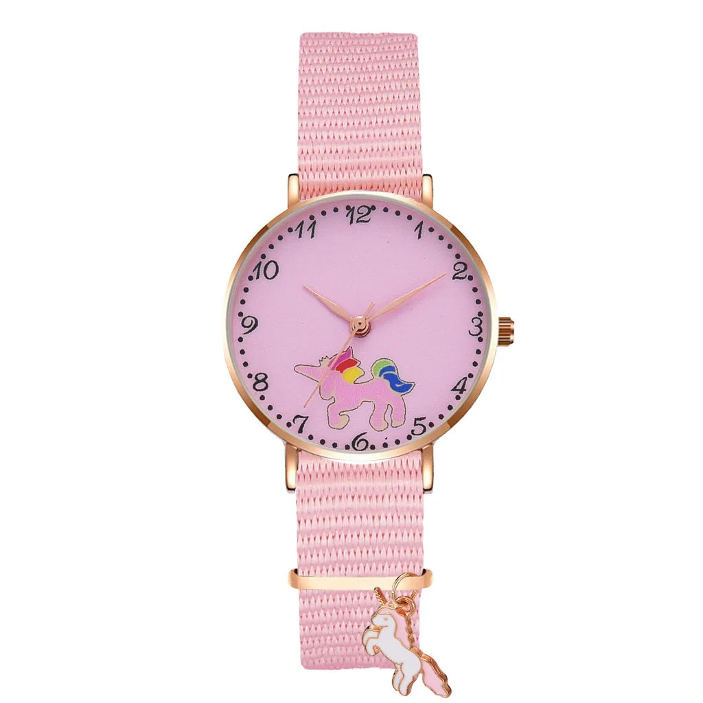 New Pink Girls' Watch Is Style Simple Middle School Student Cartoon Pendant Women's Quartz Watch BWI026