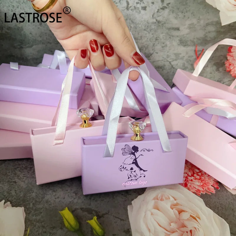 New Style Lash Box With Handle Cardboard Shopping Lashes Case Wholesale Private Label Eyelash Package