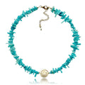 Fashion Summer Beaded Turquoise Coral Beach Necklace Dainty Blue Coral Natural Sea Shell Necklace for Women