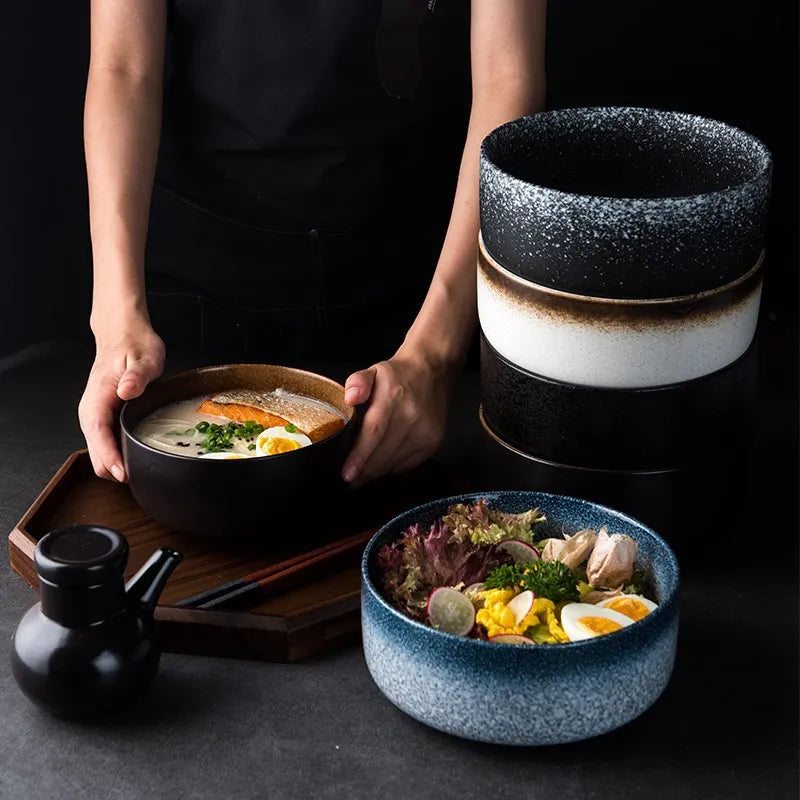 Luxury Japanese Creative Reverse Mouth Sustainable Porcelain Ceramic Bowl Fruit Soup Salad Bowl for Restaurant
