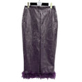 TWOTWINSTYLE New Design Temperament PU Leather Splicing Feather Split Skirt High Waist Slimming Half Skirt