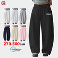 Custom Women's Breathable Eco-Friendly Fleece Lined Polyester/Cotton Wide Leg Baggy Jogging Sweatpants Drawstring Closure