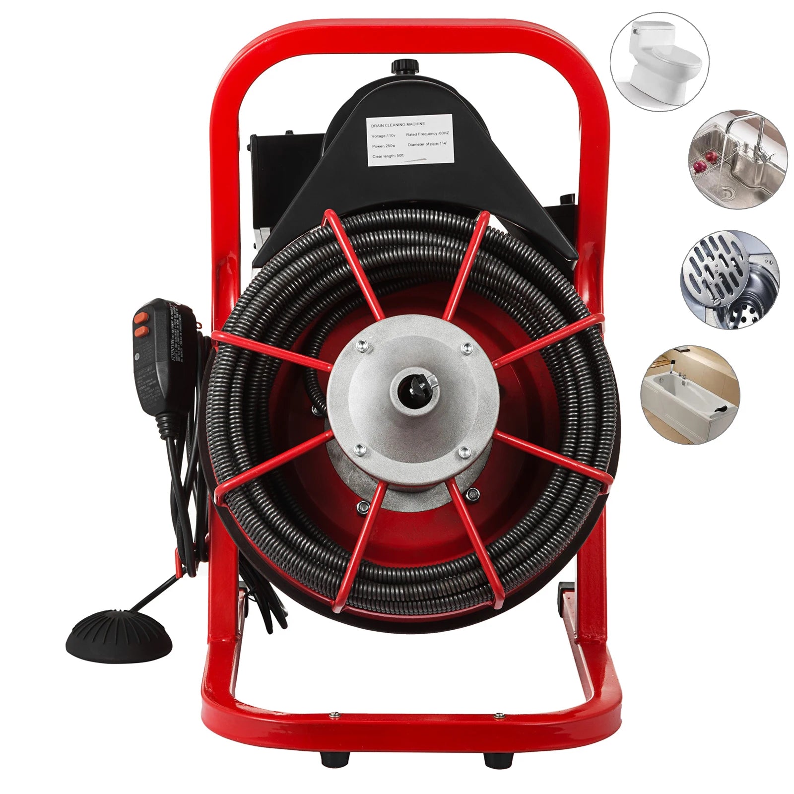 Electric 220V High Pressure Plastic Pipeline Cleaning Machine Cold Water Sewer Drainage Dredge Toilet Sink Floor Drain New
