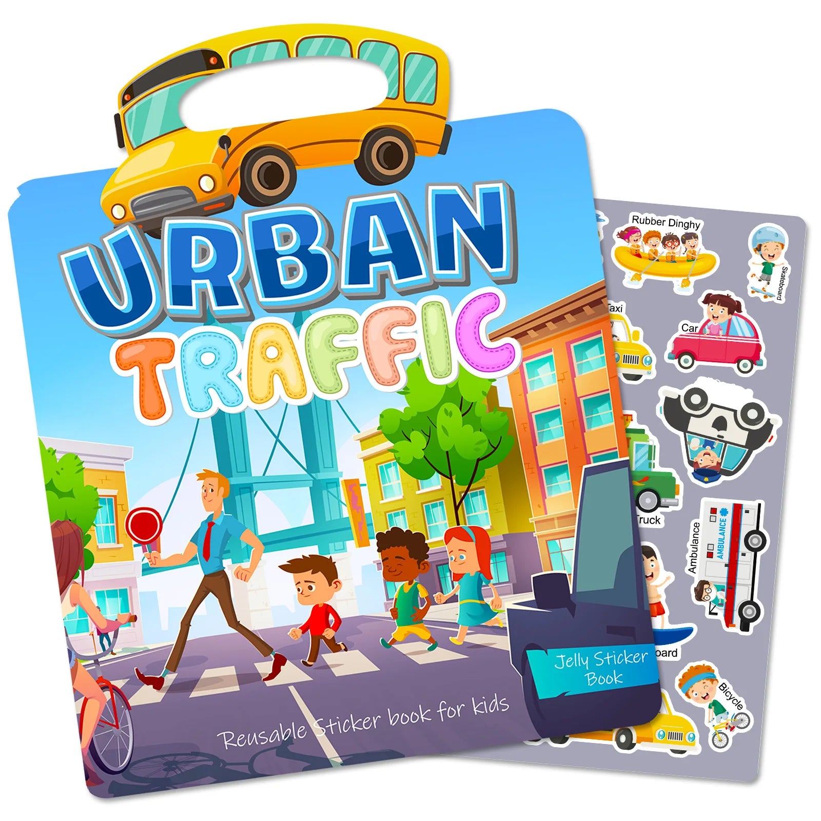 Jelly Sticker Book Handheld Quiet Book Children DIY Transportation Puzzle Class Early Education Free Cutting Repeated Stickers