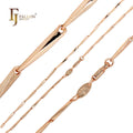 FJ Fallon Fashion Jewelry Classic Barleycorn Fancy Link Chain Plated in Rose Gold Brass Based Split