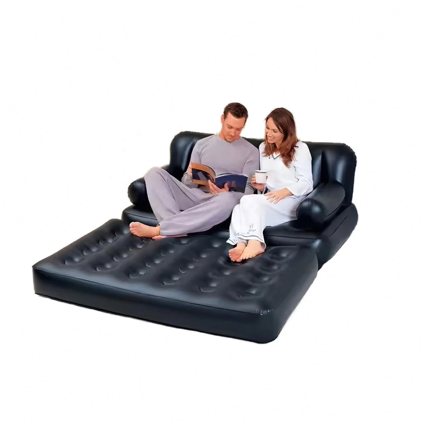 High Quality Comfortable Black PVC 5 Double Extendable Inflatable Sofa Air Bed