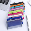Multifunctional Plastic Mesh Zipper Pouch for Travel Office Storage-File Pockets Exam Pencil Case Document Pouch for Office