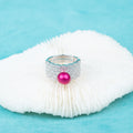 R030541 DIY 7-8mm Natural Freshwater Pearl Ring Accessory 925 Sterling Silver Adjustable Size Engagement Jewelry Ring for Women