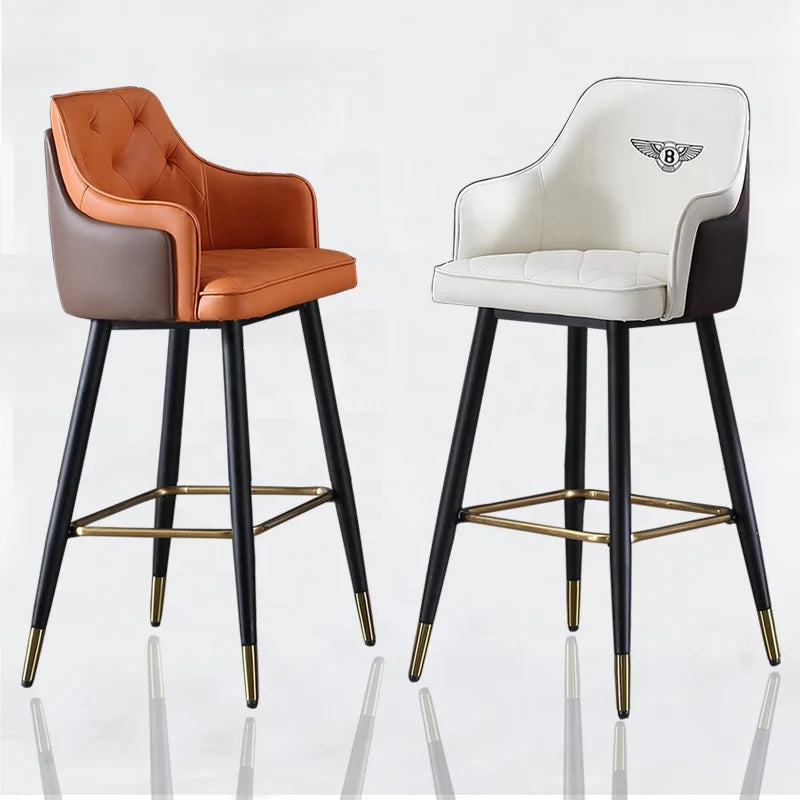 Minimalist Wholesale Factory Direct Restaurant Breakfast Counter Height Modern Luxury Leather Bar Stool With Foot Pedal