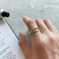 VIANRLA 925 Sterling Silver Open Adjustable Ring Hollow Oval Women's Gold Silver Ring MegaBDM