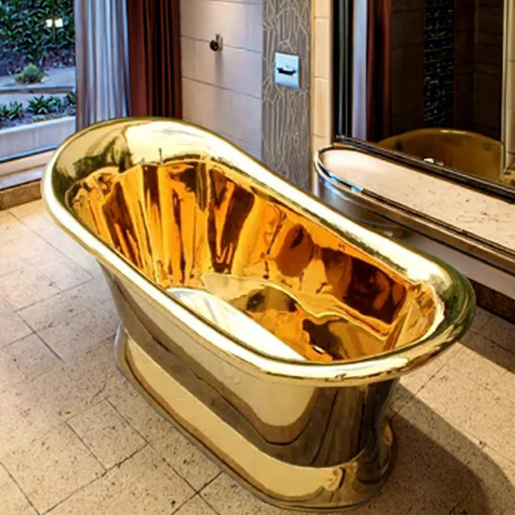 Hotel Luxury Golden Mirror Polished Handmade Cheap Oval Antique Brass Copper Bathtub for Sale