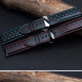 Rolamy ZL-HY2022 Handmade Real Cowhide Leather Fashion Watch Bands Men Women 20mm 22mm Red Blue Double Push Deployment Clasp