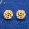 Trendy Hip Hop Moissanite Ear Stud 925 Sterling Silver VVS1 Moissanite Diamond Dollar Symbol Stud Earrings for Men Women