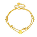 Sand Gold Anklet Ladies Gold Plated Double Layer Adjustable Feather Four Leaf Clover Korean Style Small Fresh Foot Ornament