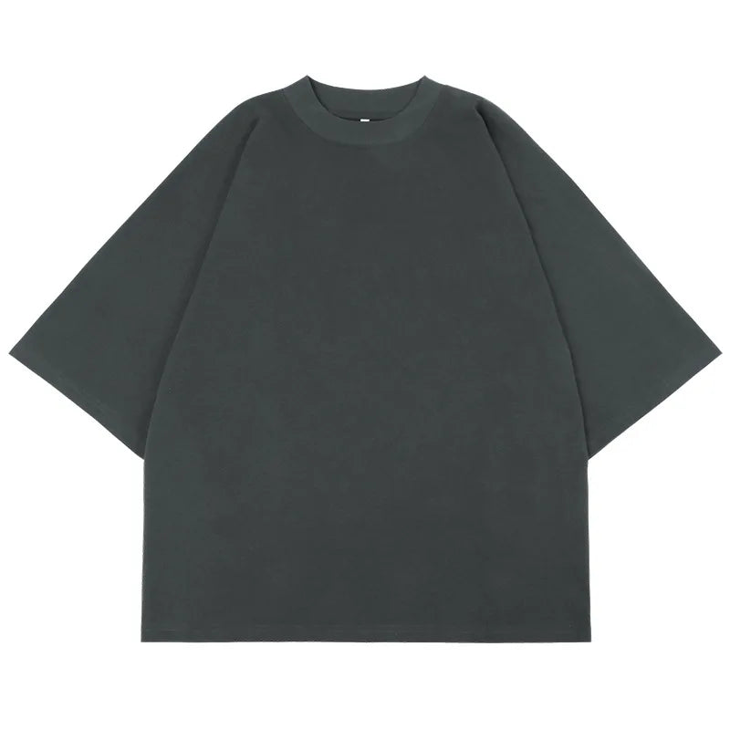 High Quality Heavyweight 300gsm 100% Cotton Boxy Fit Printed Embroidered Plain Tee Plus Size Men's T-Shirt Solid Pattern