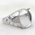 Sterling Silver 11*14mm Semi Mount Men's Ring Frame Empty Blank Claw Setting S925 Base Holder Without Center Stone for DIY Inlay