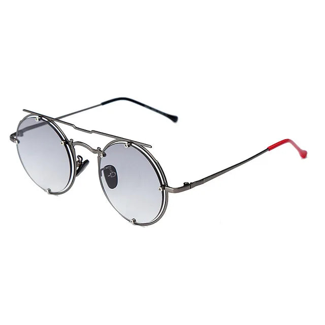 Sunglasses Men Brand Designer Mirror Blue Black Round Sun Glasses Women Retro Punk Glasses Shades UV400