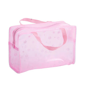 New Design Floral Print Transparent Waterproof Makeup Cosmetic Bag Wash PVC Pouch Hanging Travel Toiletry Bag Organizer
