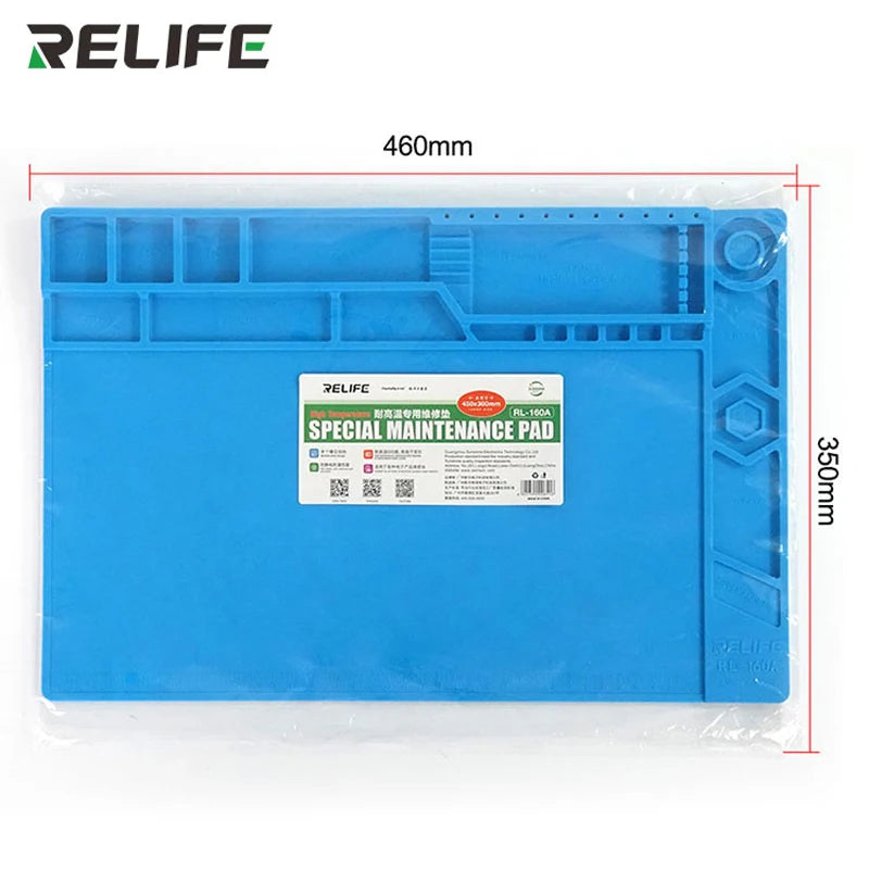 Relife RL-160A Industrial Grade Silicone Pad Heat-Resistant Maintenance Platform Mat for Soldering Station & Mainboard Repair
