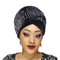 Rhinestone Head Scarves Fashion Turbans Stretch Bandana Velvet Headwraps Wholesale African Head Wraps for Women