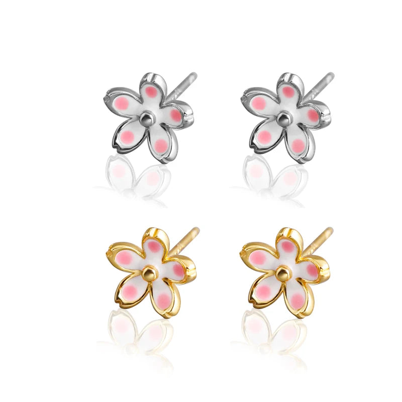EH1511 Designer Silver 925 Enamel Flower Earrings Earring Stud Display Enamel Flower Earrings Jewelry for Women Girls