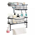 2 Pack Modern Stainless Steel 304 Matte Black Adhesive Dual Tier Bathroom Shower Caddy Without Drilling
