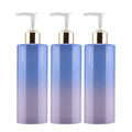 200ml 300ml Round Flat Shoulder Lotion Pump Bottle Recyclable Plastic Cosmetic Bottle Packaging Shampoo Shower Gel Bottle