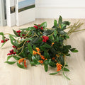 O-X483 Wholesale Christmas Decorative Plants Red Orange Artificial Berries Stems Holly Berries Artificial Flower Decoration