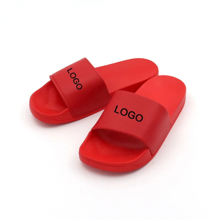 OEM Custom Men's Logo PVC Slide Sandal Black Waterproof & Anti-Slip Features Recyclable Summer Slippers
