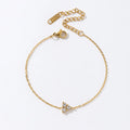 Elegant Crystal Charm Strand Simple Wrist Chain Three Triangle White Cubic Zirconia Lotus Bracelet for Women Lady Jewelry Gift
