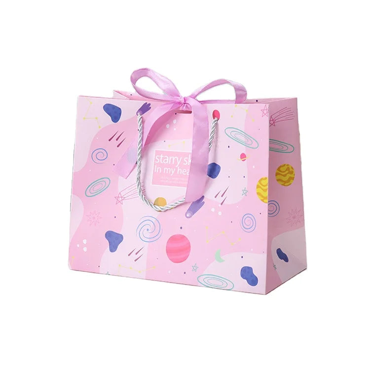 Custom Small Luxury Party Wedding Favour Gift Paper Packaging Bag with Ribbon