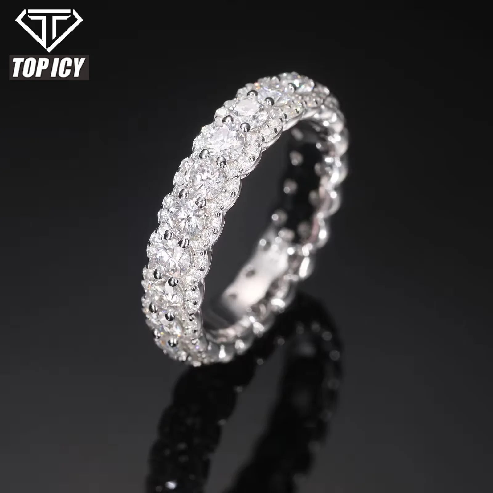 Brilliant D Color Moissanite Diamonds Eternity Band 925 Sterling Silver Ring - Eternal Diamond Wedding Band Jewelry Prong Set
