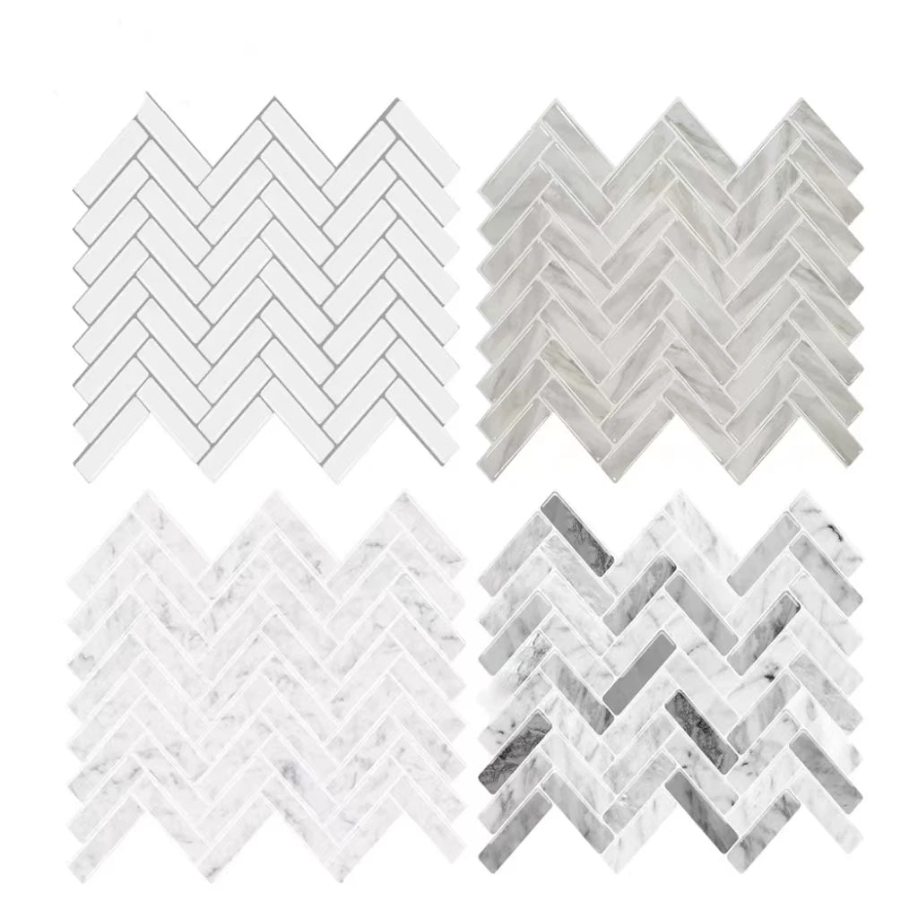 Irini Geometric Waterproof Herringbone Peel and Stick Backsplash Tile for Kitchen and Bathroom 12" X 12" Modern Design Household