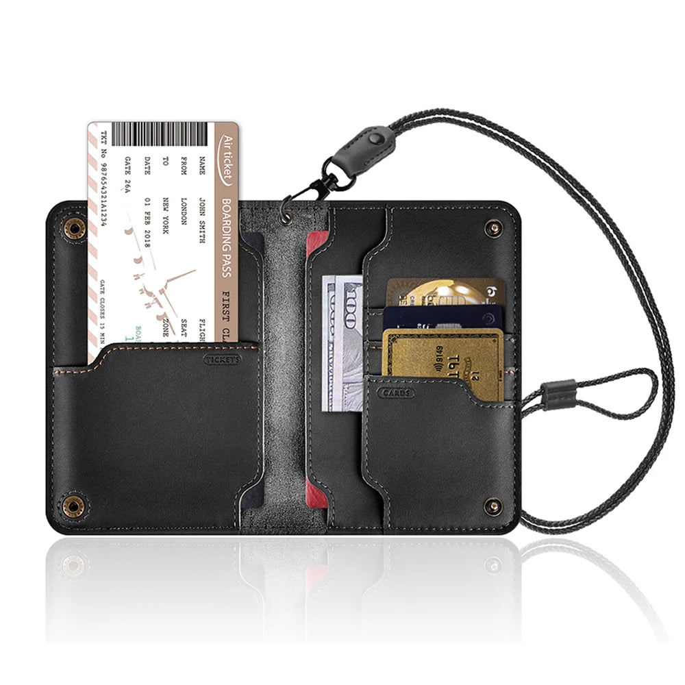 Microfiber Fashion Multi-Function Business Card Holder Custom Passport Wallet Purse with ID Travel Accessory Button Closure