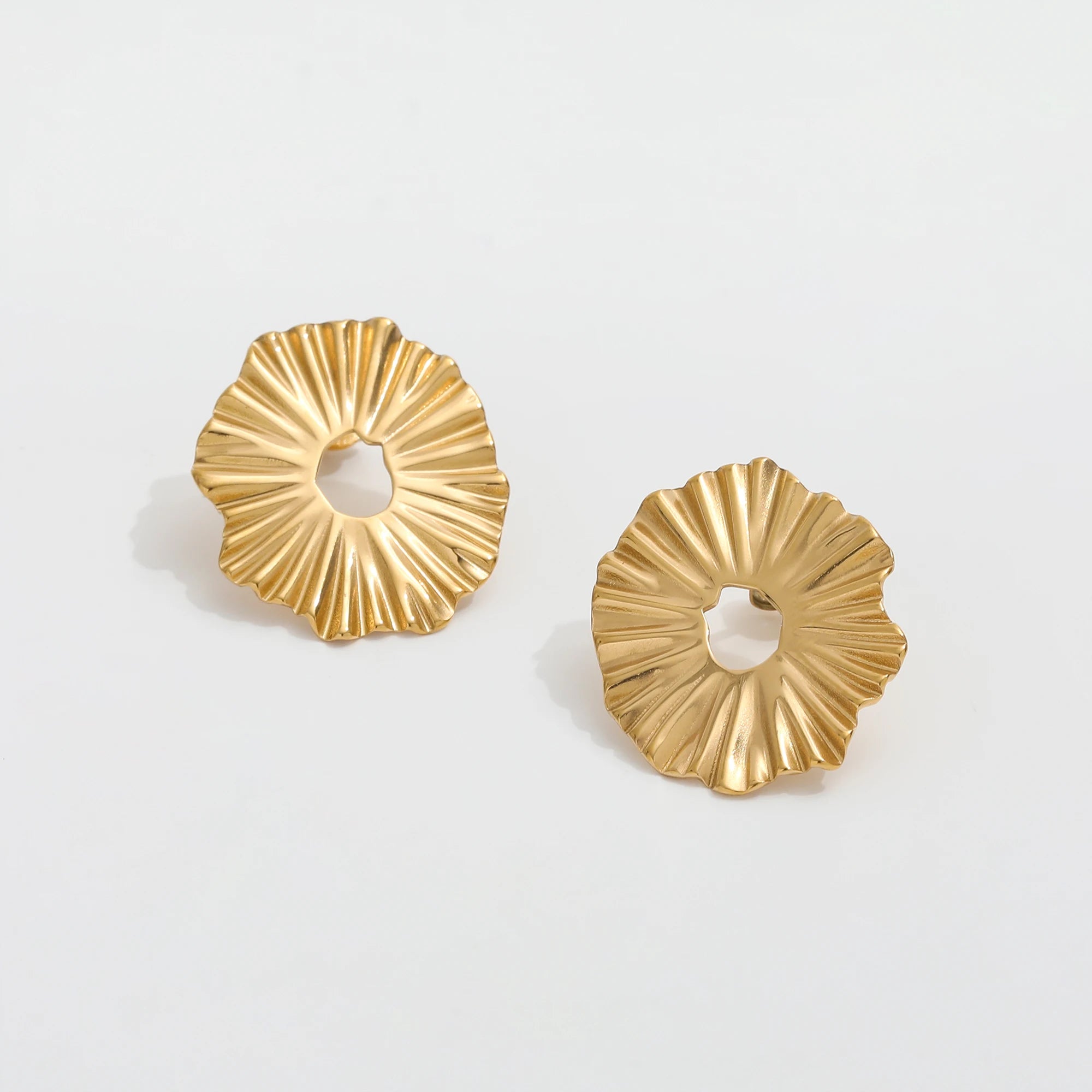 JOOLIM  High End 18K Gold Plated Sun Flower Stud Earring Stainless Steel Earring Wholesale
