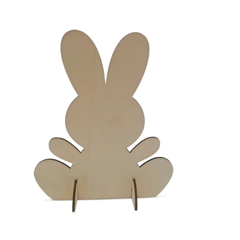 Easter Decorations Gifts Wood Chip Wooden Craft Bunny Rabbit Shapes Tabletop Table Ornaments Party Supplies Home Decor
