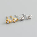 New Trendy 925 Sterling Silver 18k Gold Plated Mini Water Drop-shaped Zircon Diamond Stud Earrings