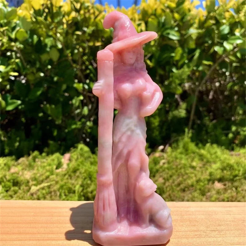 Wholesale Natural Carving Crystal and Stone Crafts Witch Figures for Decorations