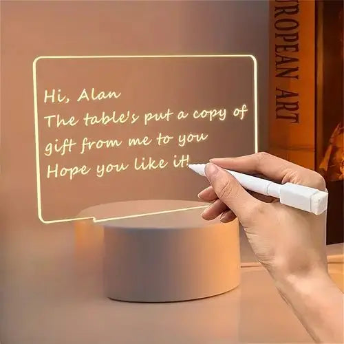 LED Acrylic Memo Board Message Board Light Gift Color Remote Control 3D DIY Night Light Base with Pen